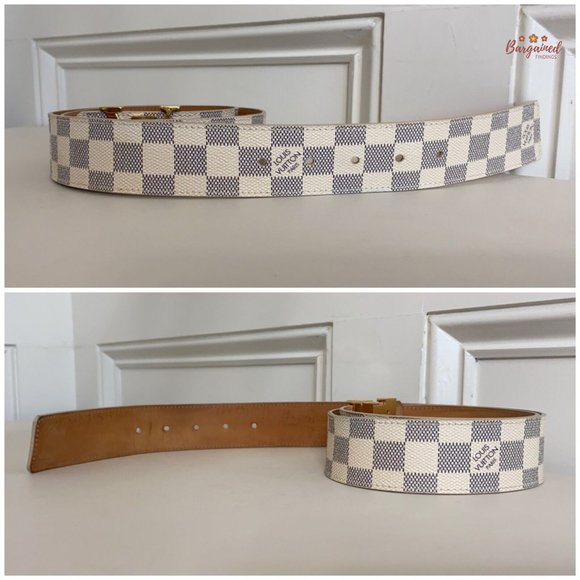 Authentic Louis Vuitton Damier Azur Canvas Leather Gold LV Initials Belt 95/38 main image 5